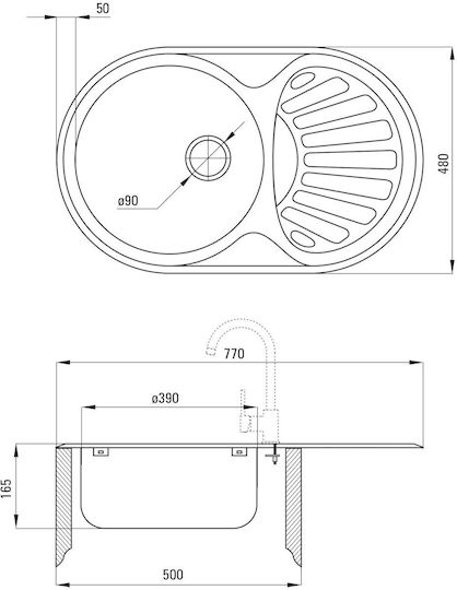 Deante ZEU 311B Ένθετος Inox με Μπαταρία Μ48xΠ77cm Γκρι