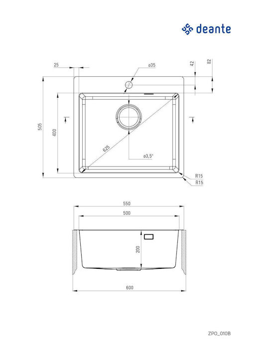 Deante Drop-In Kitchen Sink Inox with Faucet L55xW50cm Silver 5907650873792