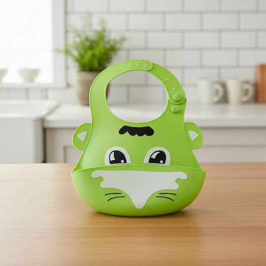 Queen Mother Green Tiger Αδιάβροχη Σαλιάρα Σιλικόνης με Τσέπη Green Tiger