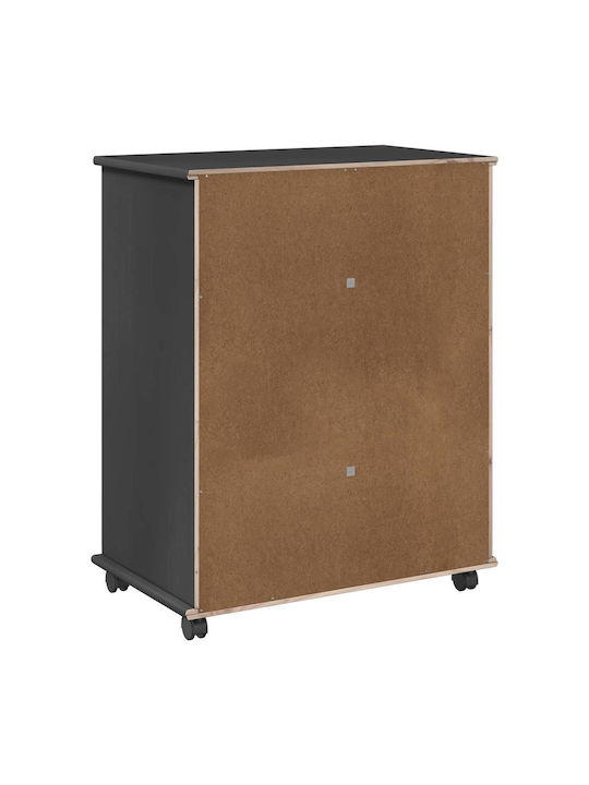 Kommode Schlafzimmer aus Massivholz mit 5 Schubladen Graues 63.5x39x79cm