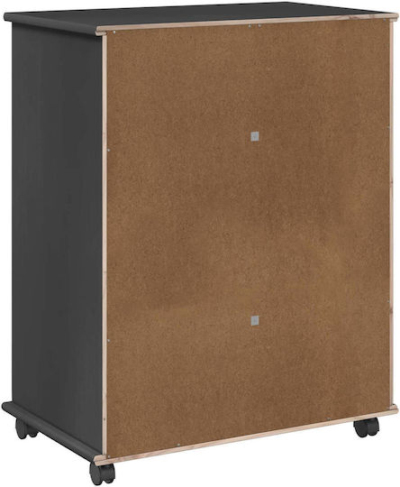 Bedroom Chest of Drawers Made of Solid Wood with 5 Drawers Gray 63.5x39x79cm
