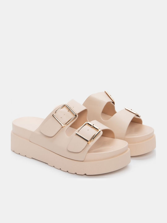 Sandale Casual Damă Flatforme Bej