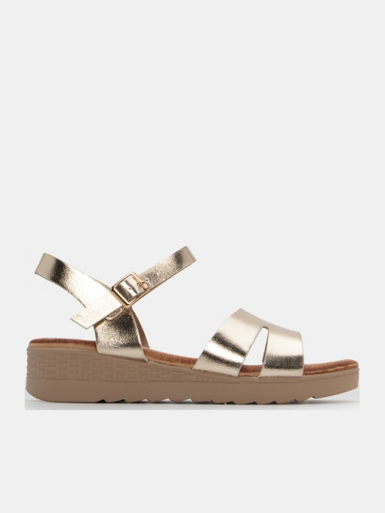 Γυναικεία Σανδάλια Flatforms Χρυσά