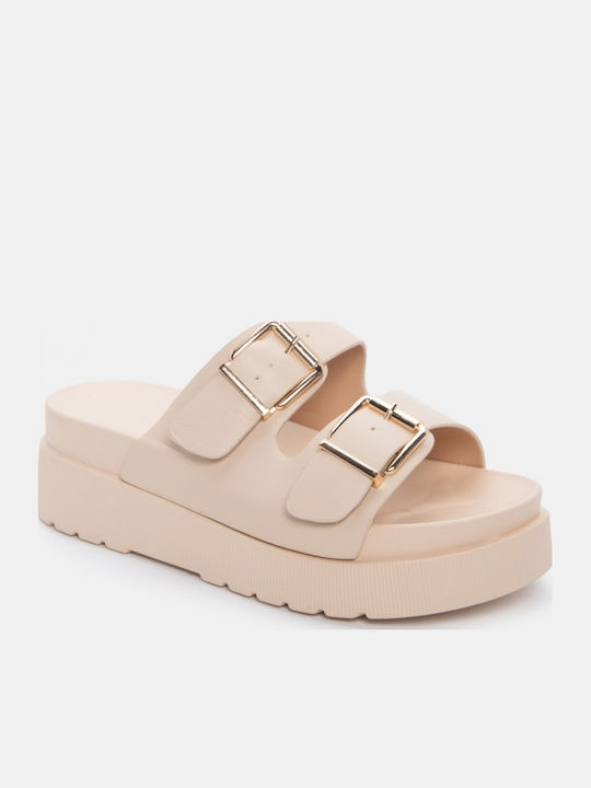 Sandale Casual Damă Flatforme Bej