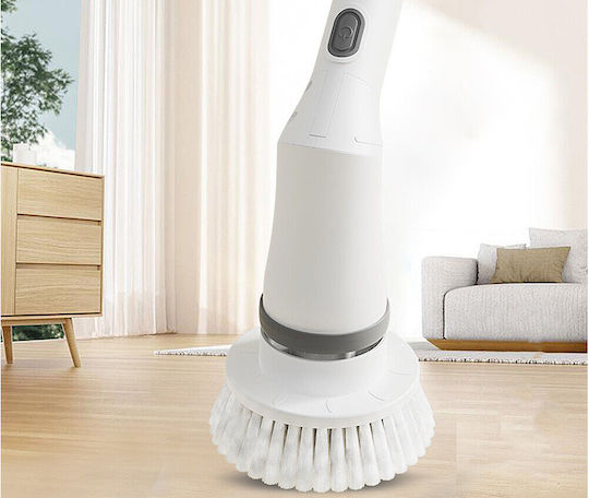 Erweiterbare Elektrische Haushaltsreinigungsbürste Zola 6 Austauschbare Köpfe Verstellbarer Handgriff 80-110 cm 180° Drehung Weiß