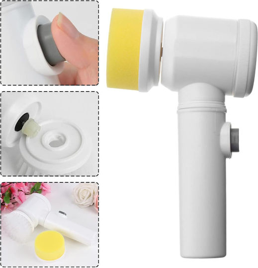 Perie Electrică Universală Curățare Zola 4 Capete Interșchimbabile Încărcare Usb Suport Inclus Abs Alb