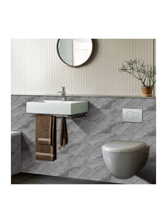 Set 16 Self-adhesive Tiles Marble Pattern Tile Imitation Sticker Waterproof 30x15 Cm Gray
