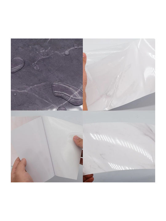 Set 16 Self-adhesive Tiles Marble Pattern Tile Imitation Sticker Waterproof 30x15 Cm Gray