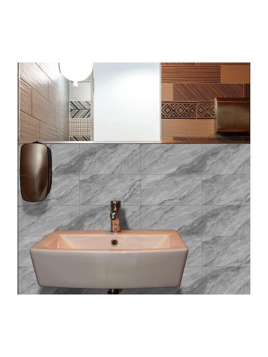 Set 16 Self-adhesive Tiles Marble Pattern Tile Imitation Sticker Waterproof 30x15 Cm Gray