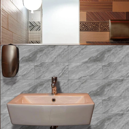 Set 16 Self-adhesive Tiles Marble Pattern Tile Imitation Sticker Waterproof 30x15 Cm Gray