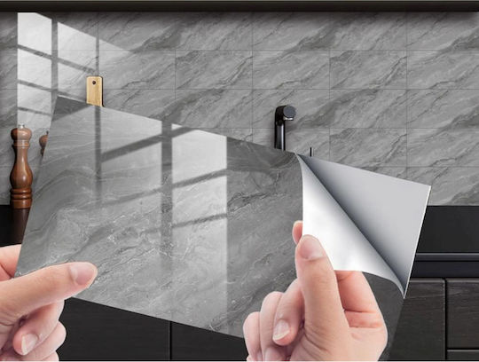 Set 16 Self-adhesive Tiles Marble Pattern Tile Imitation Sticker Waterproof 30x15 Cm Gray