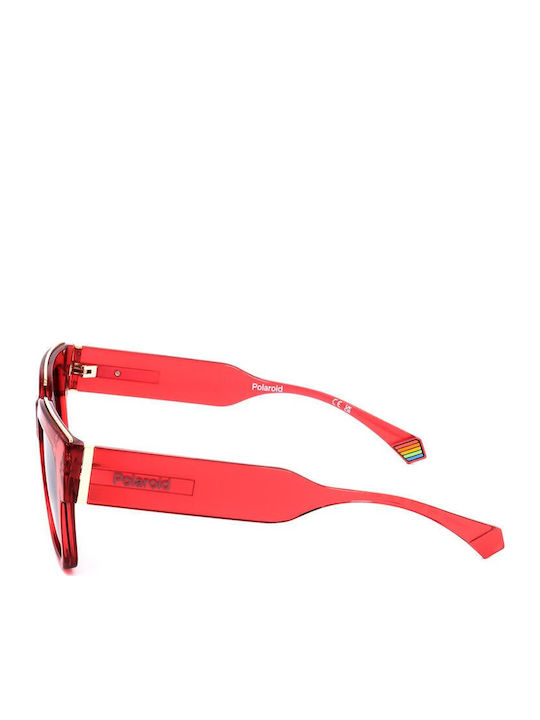 Polaroid Unisex Sunglasses with Red Plastic Frame and Gray Lens PLD6198/S XMC/C9