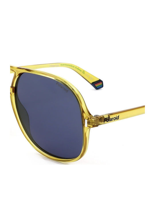 Polaroid Unisex Sonnenbrille mit Gelb Kunststoff Gestell und Blau Linse PLD6217/S 40G/Le