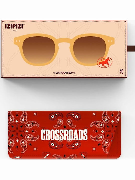 Izipizi #c Unisex Γυαλιά Ηλίου με Καφέ Κοκκάλινο Σκελετό και Καφέ Ντεγκραντέ Polarized Καθρέφτη Φακό