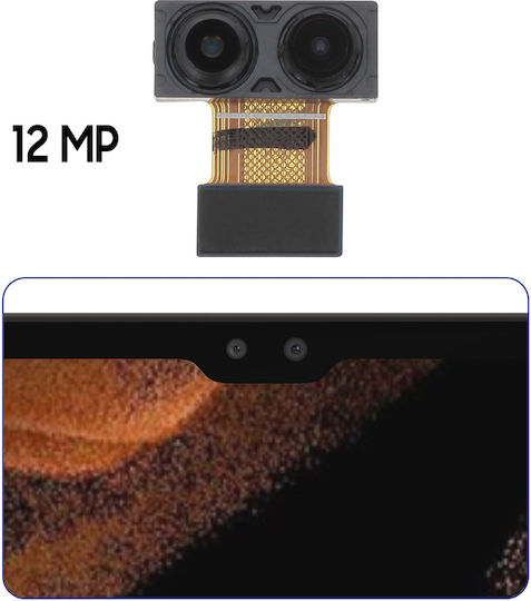 Clappio Camera Frontală Tab S8 Ultra Dual Sensor Principal Unghi Ultra Larg 12mp Negru