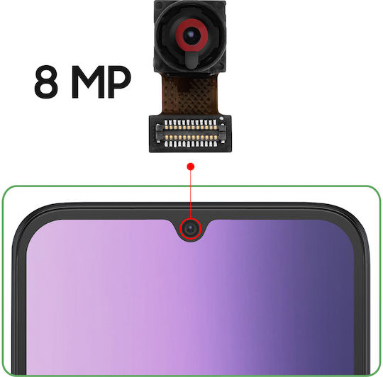 Clappio Cameră Frontală Compatibilă Redmi 15c 5g 4g Poco C85 8mp Senzor Selfie Negru