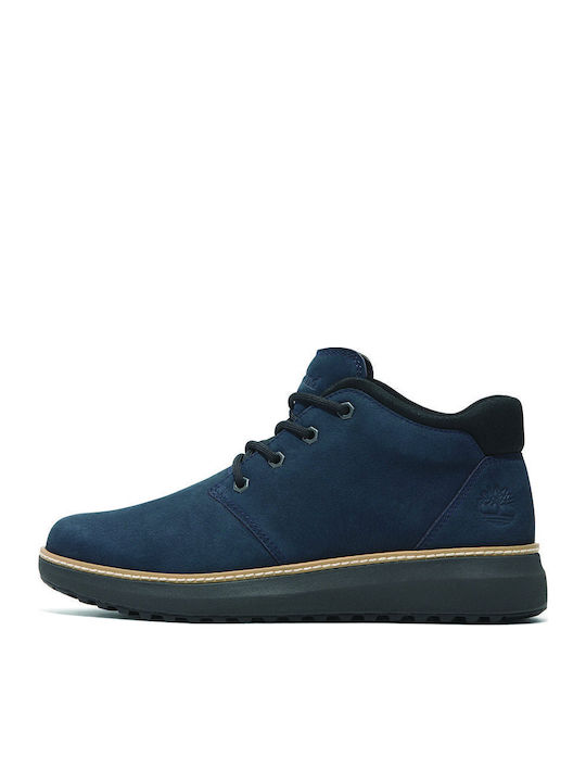 Leather Navy Blue Men's Boots