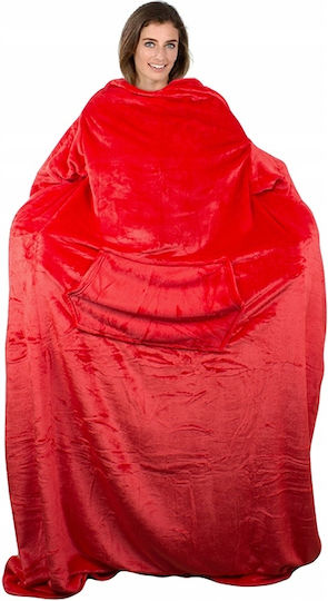 Pelzige Decke mit Ärmeln 140x200cm Rot