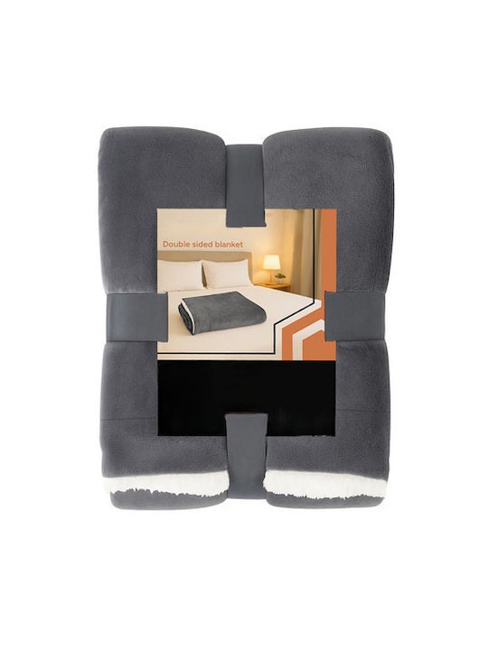 Κουβέρτα Γούνινη Μονή 150x200εκ. Dark Gray