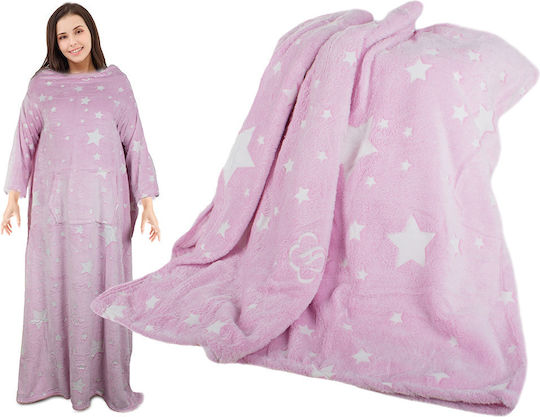Furry Blanket with Sleeves 190x170cm Pink