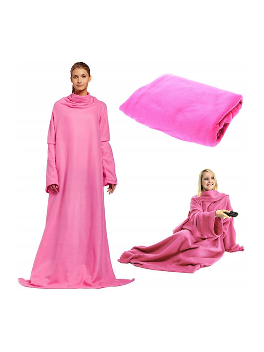 Κουβέρτα με Μανίκια 138x180εκ. Pink
