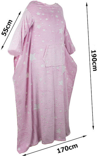 Furry Blanket with Sleeves 190x170cm Pink