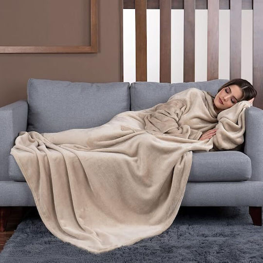 Blanket with Sleeves 140x200cm Cream