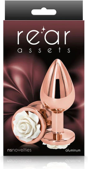 Ns Novelties Rear Assets Aluminum Анална тапа Medium Rose Gold / White Rose