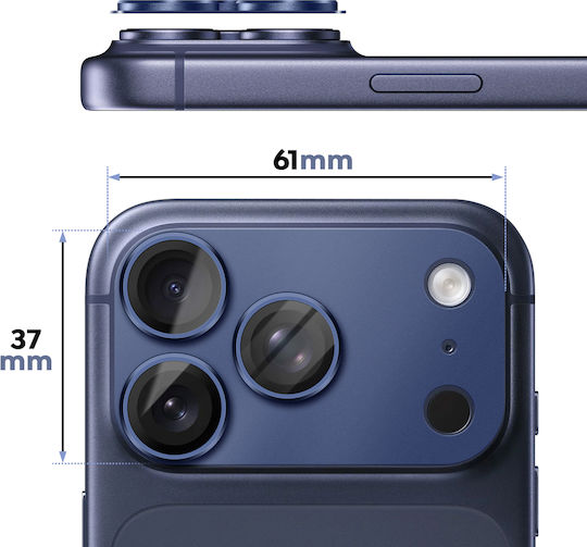 Протектор За Камера Avizar Iphone 17 Pro Моноблок Алуминиева Рамка Син