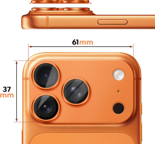 Avizar Kameraobjektivschutz Iphone 17 Pro Max Monoblock Aluminiumrahmen Orange