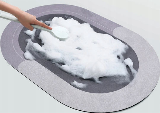Covoraș Antiderapant De Baie Din Microfibra Oval ZK12713QWS66 Nuanțe De Albastru Și Violet 58x38cm