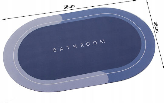 Covoraș Antiderapant De Baie Din Microfibra Oval ZK12713QWS66 Nuanțe De Albastru Și Violet 58x38cm