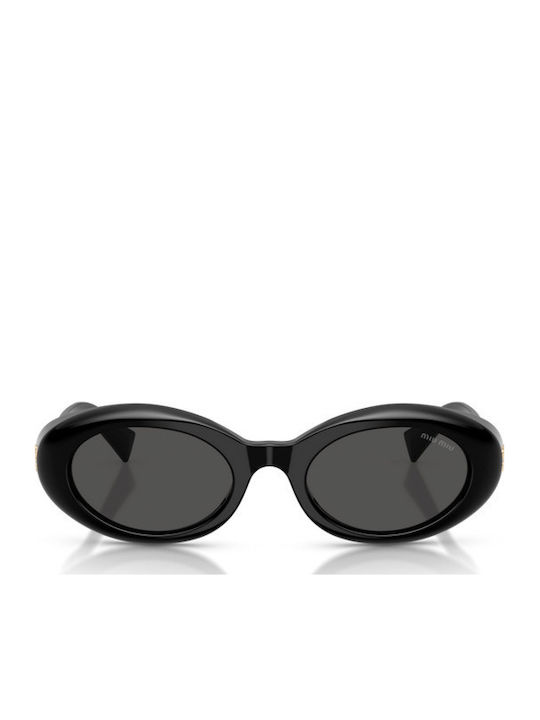 Miu Miu Unisex Sunglasses with Black Horn-Rimmed Frame and Black Lens