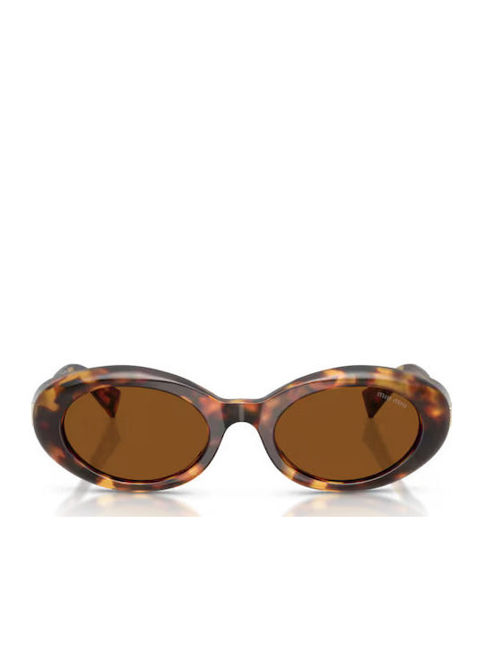 Miu Miu Unisex Sunglasses With Brown Tartaruga Horn-Rimmed Frame And Brown Lens MU B09S 14L20V