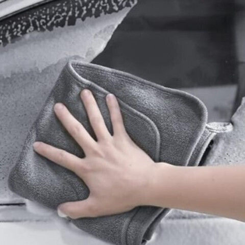 Lavetă Din Microfibră De Curățenie Uscare Lustruire Pentru Materiale Plastice Pentru Interior - Tabloul De Bord Mașină 400gsm Gri 75x35cm