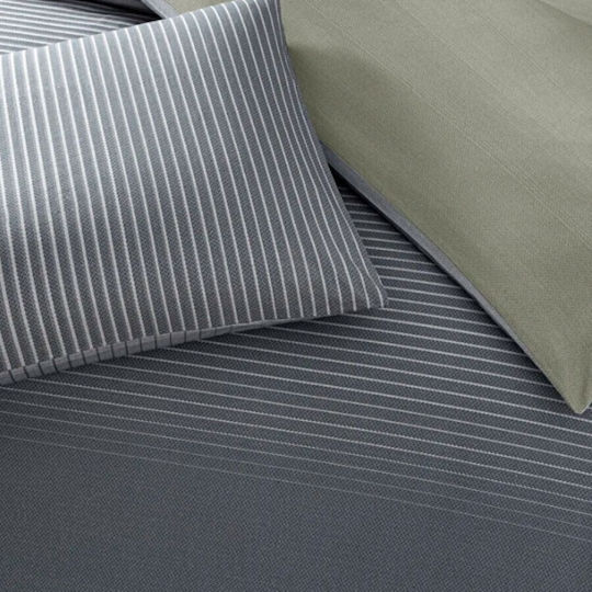 Tac Cotton Duvet Cover Set 200x220cm Double With 2 Pillowcases & 1 Bed Sheet Marwen Stripes