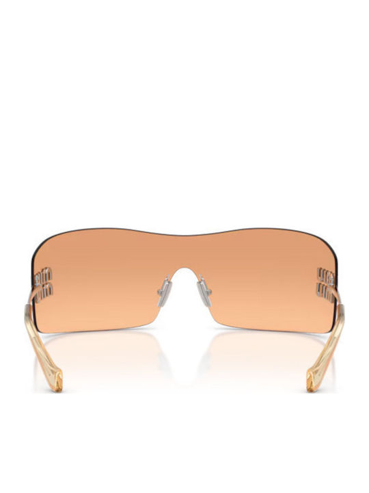 Miu Miu Women’s Sunglasses with Silver Metallic Frame and Orange Mirror Lens MU B53S 1BC80Y