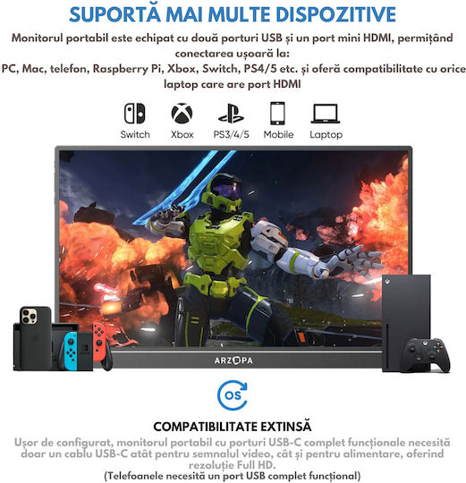 Qova Arzopa Z1RC IPS HDR Portable Monitor 16" QHD 2560x1600 Gray