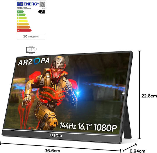 Qova Z1FC HDR Portable Monitor 16.1" FHD 1920x1080 144Hz Gray