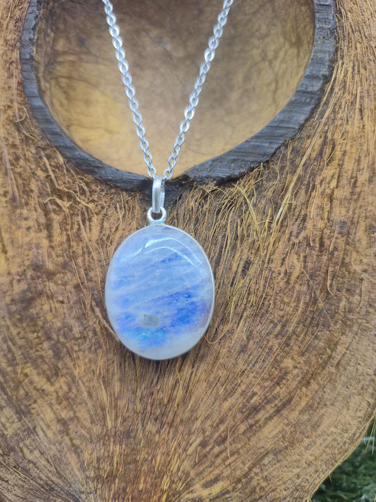 Silberne Halskette mit Mondstein – Kette aus Edelstahl