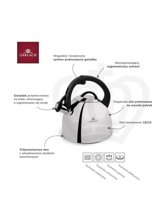 Gerlach Βραστήρας Ανοξείδωτος Γκρι 2800ml