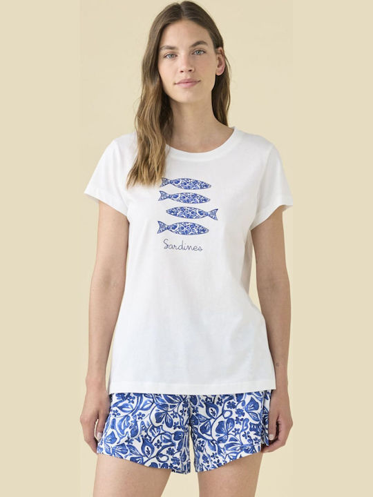 Noidinotte Summer Women's Cotton Pyjamas Set Blue Noidinotte Summer Women's Cotton Pyjamas Set Blue
