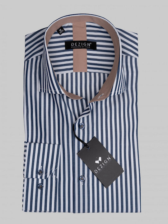 Long Sleeve Shirt Narrow Fit Striped Blue