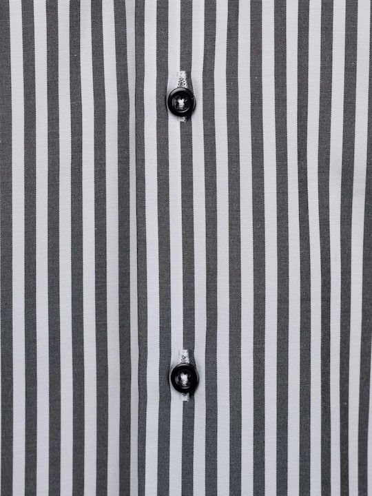 Long Sleeve Shirt Narrow Fit Striped Black Striped