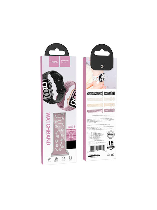 Hoco Wa38 Zeit Serie Tragbares Band 44 45 46 49mm Silikonarmband Apple Watch Series 1 2 3 4 5 6 7 8 9 Se Ultra1 Ultra2 Rosa