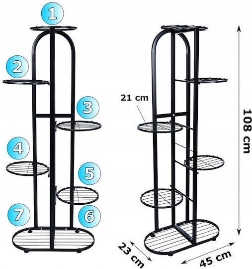 Suport Metalic Negru Pentru Plante 45x23x108 cm