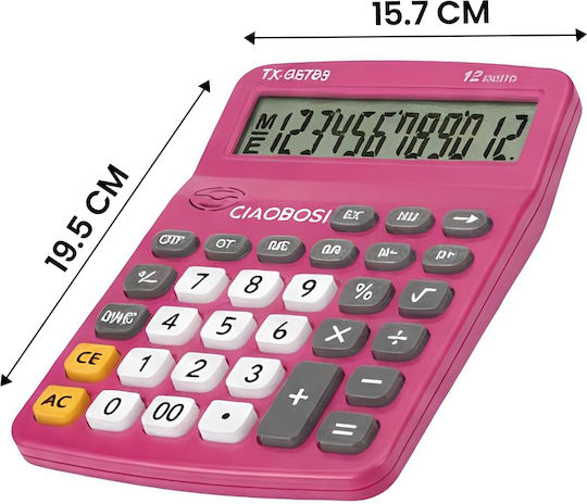 Avizar 12-digit Desktop Calculator Voice Function Lcd Screen Pink