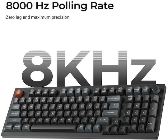 Keychron V5 Ultra 8K V5U-D3 Wireless Gaming Mechanical Keyboard 96% with Keychron Silk POM Brown Switches and RGB Lighting (English US)