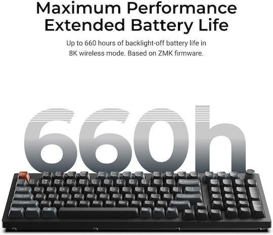 Keychron V5 Ultra 8K V5U-D4 Wireless Gaming Mechanical Keyboard 96% with Keychron Milk POM Banana Switches and RGB Lighting (English US)