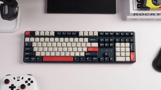 Keychron J5 QMK KJ5-H1Z Tastatură Gaming Mecanică Fără Fir cu Comutatoare Keychron Super Red și Iluminare RGB (Engleză SUA) Albastru Închis